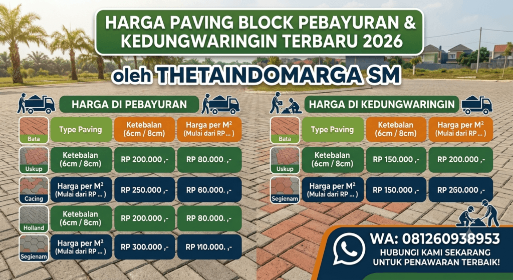 Harga Paving Block Pebayuran & Kedungwaringin
