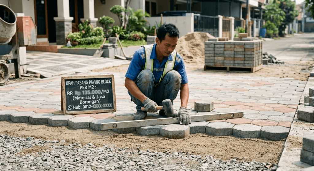 Upah Pasang Paving Block per m2