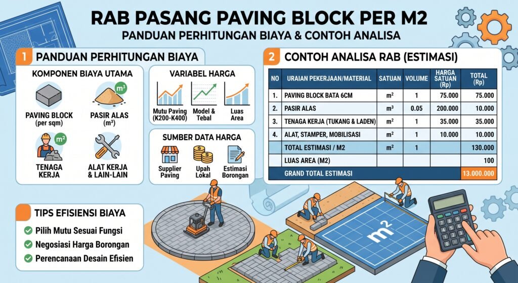 RAB pasang paving block per m2
